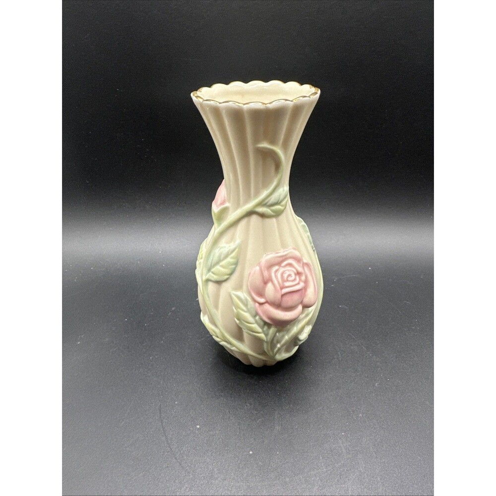 Lenox Sentimental Rose Bud Vase Hand Painted Ivory Fine China 5.75" 24k Gold Rim